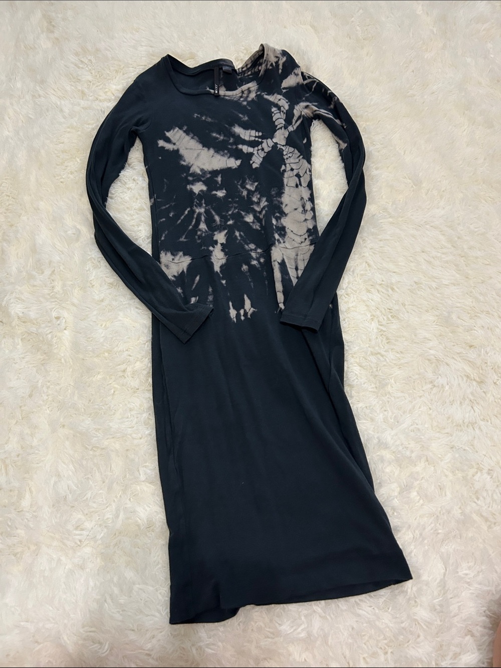 Joe's Jeans Black & Gray Tie-Dye Long Sleeve Midi Dress